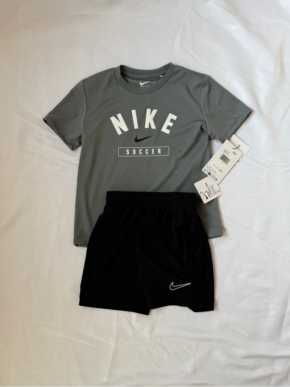 Nike Gray Soccer Tee with Black Shorts Set
